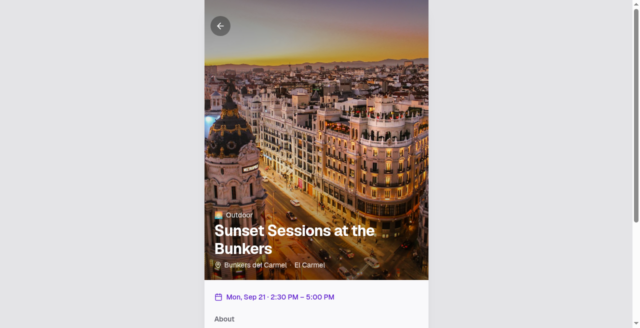Avessa: Event detail: Sunset Sessions with description and RSVP