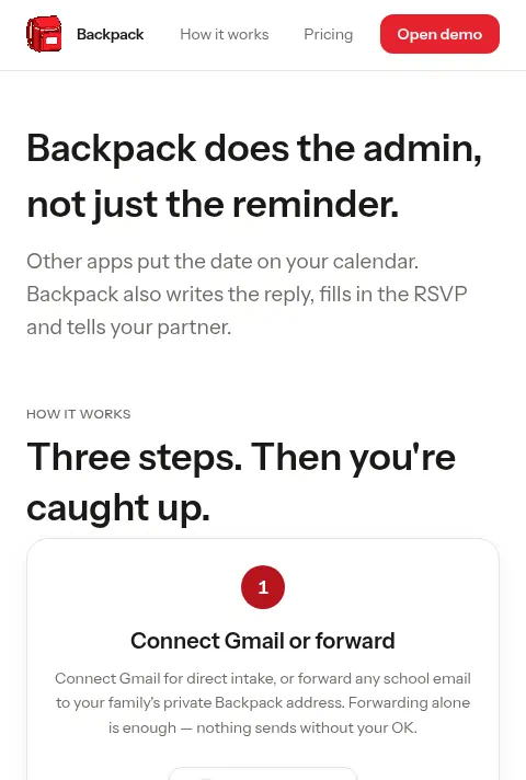 Backpack: Backpack does the admin, not just the reminder