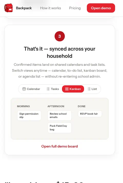 Backpack: Step 3: Kanban view for shared household tasks