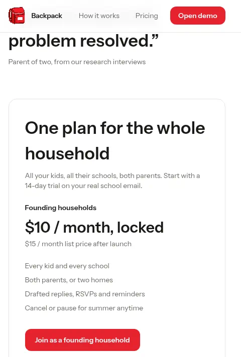 Backpack: One plan for the whole household